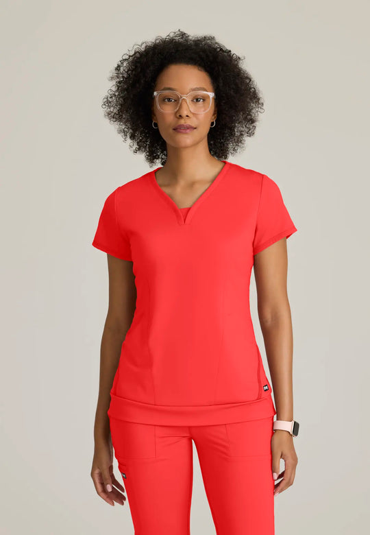 Grey's Anatomy by Barco Scrubs Women's Motivate Knit Top Radiant Coral | scrub-supply.com