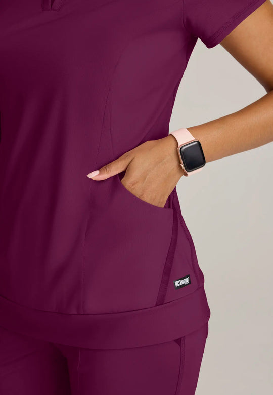 Grey's Anatomy by Barco Scrubs Women's Motivate Knit Top Wine | scrub-supply.com