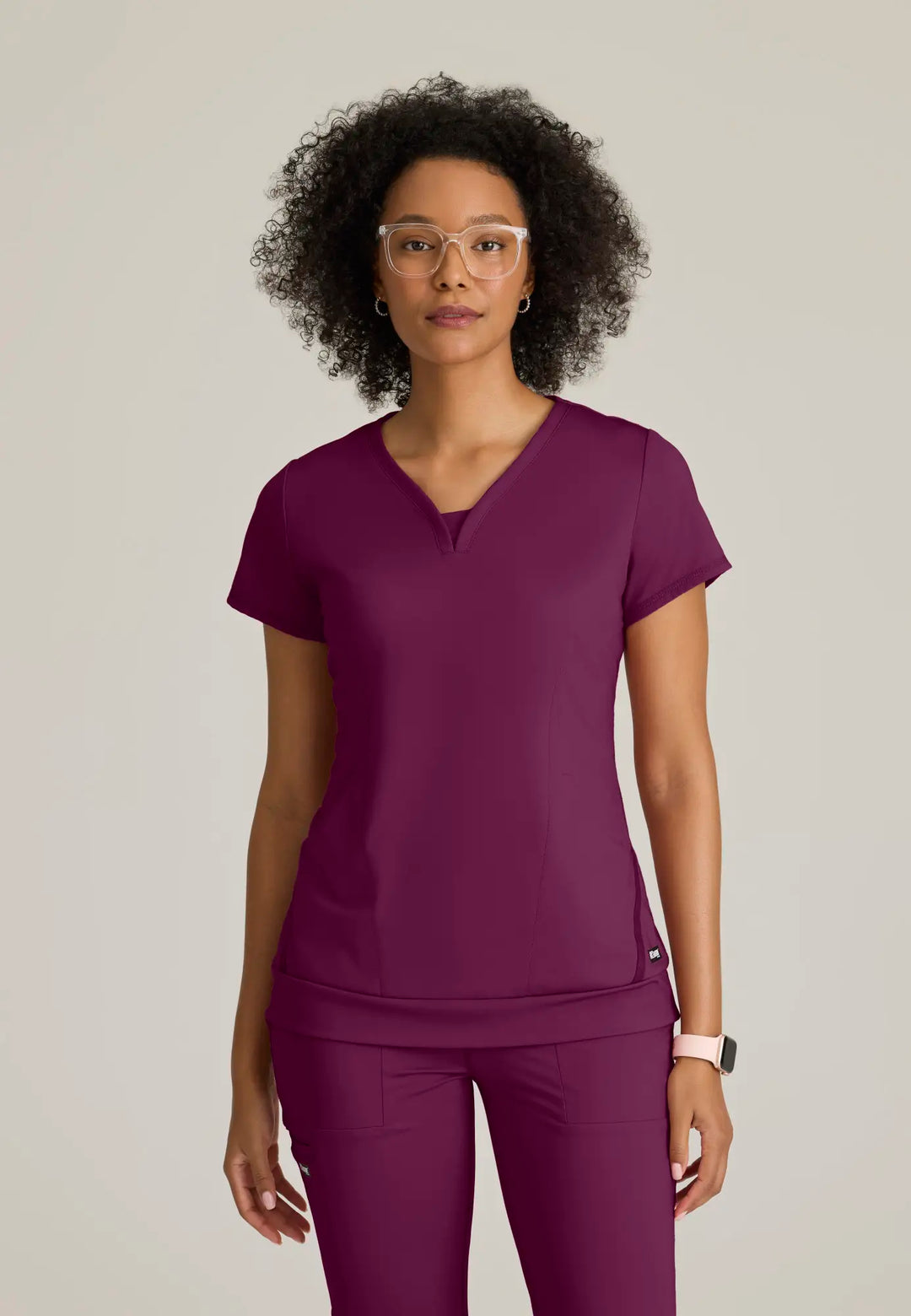 Grey's Anatomy by Barco Scrubs Women's Motivate Knit Top Wine | scrub-supply.com