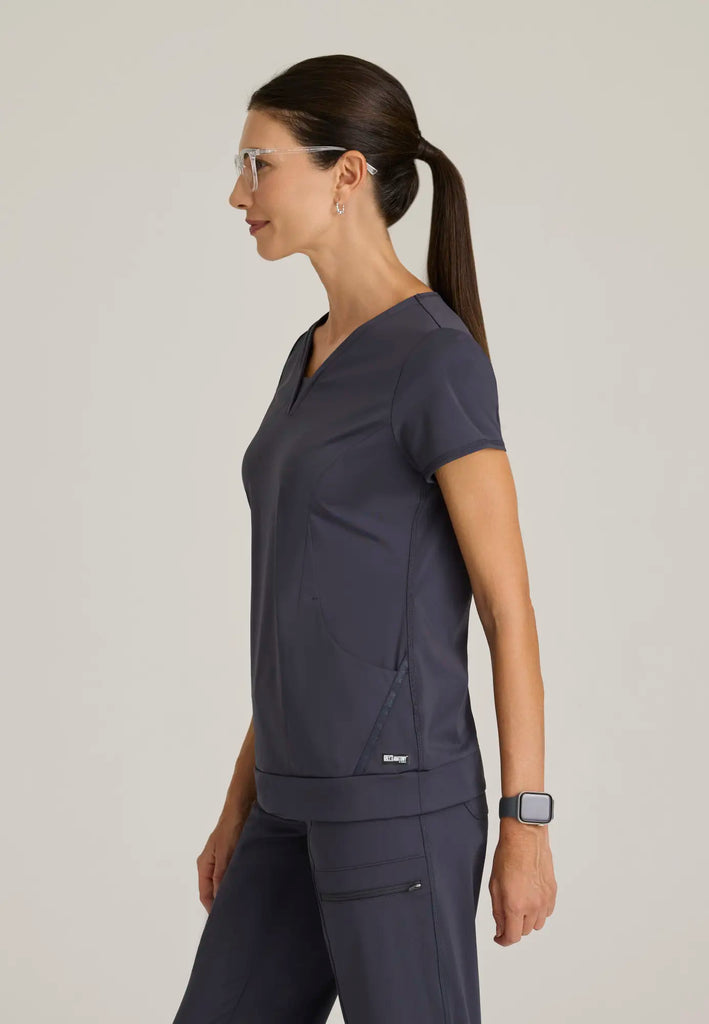 Barco Scrubs Women's Motivate Knit Top Steel | scrub-supply.com