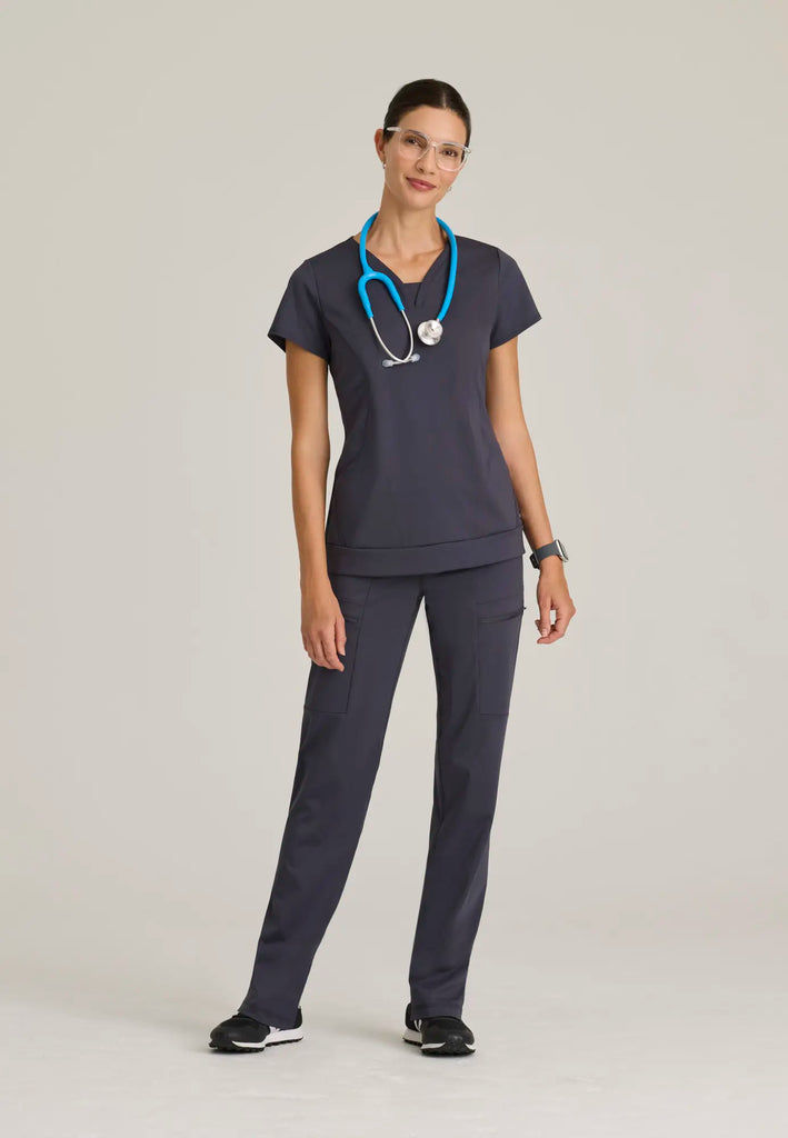 Barco Scrubs Women's Motivate Knit Top Steel | scrub-supply.com