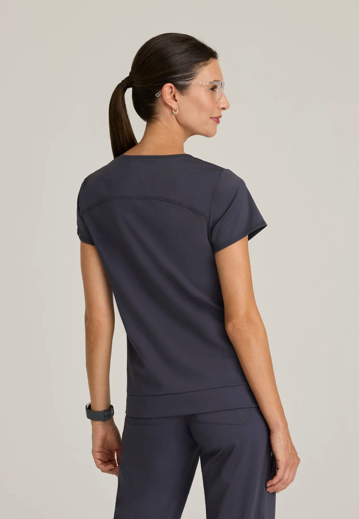 Barco Scrubs Women's Motivate Knit Top Steel | scrub-supply.com