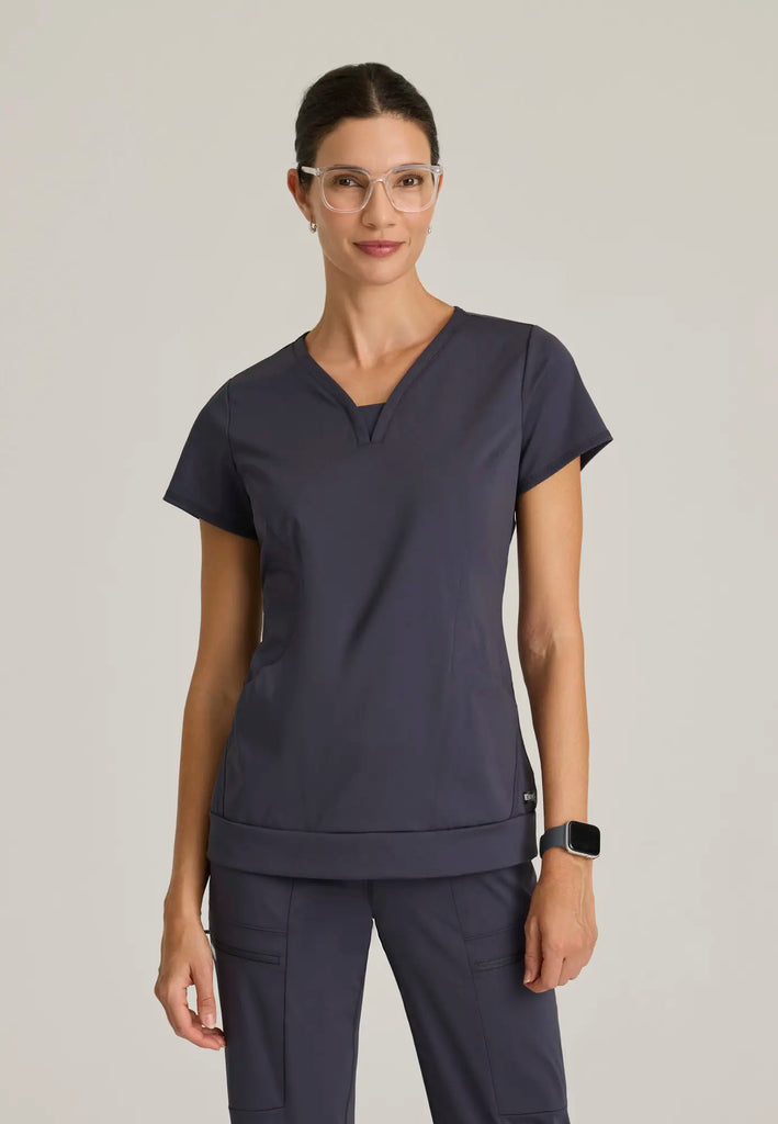 Barco Scrubs Women's Motivate Knit Top Steel | scrub-supply.com