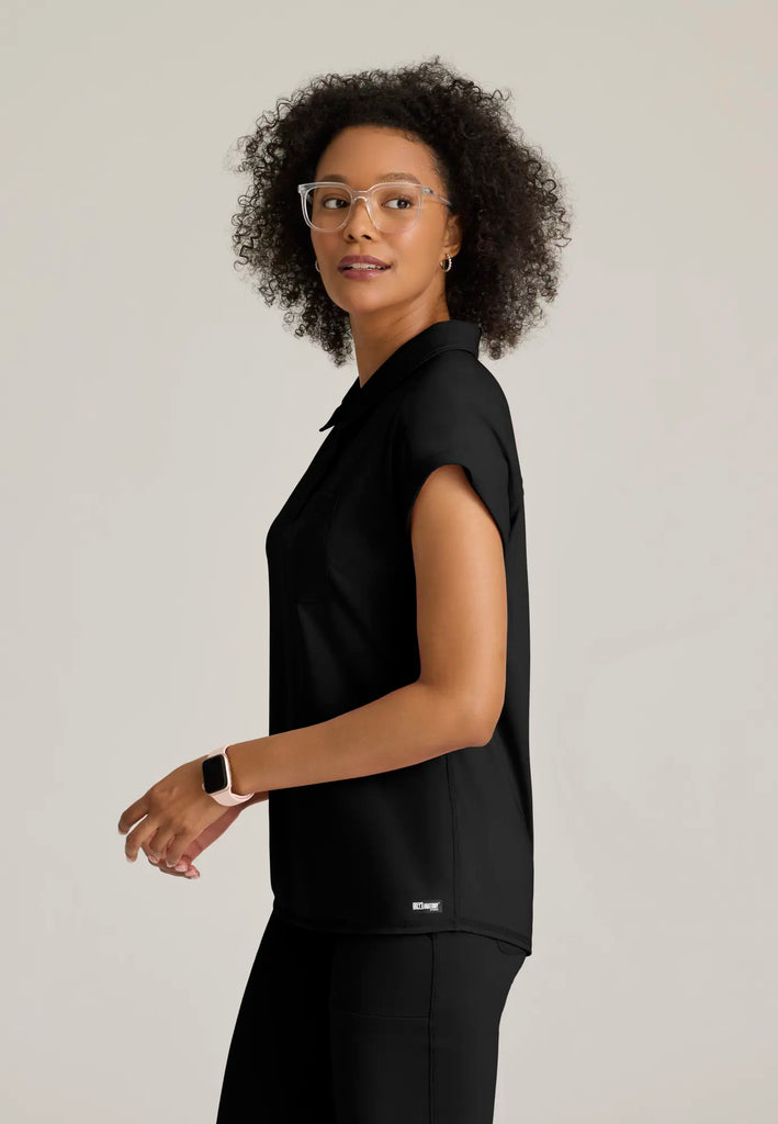 Barco Scrubs Women's Renew Knit Top Black | scrub-supply.com