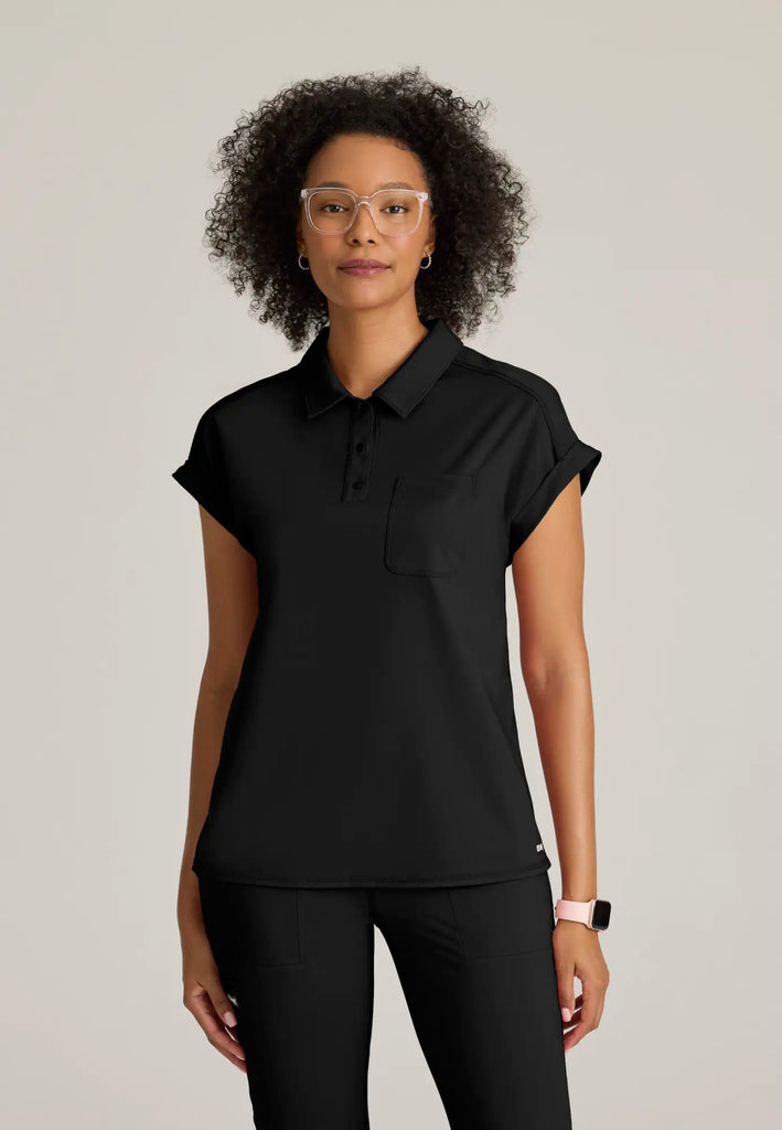 Barco Scrubs Women's Renew Knit Top Black | scrub-supply.com