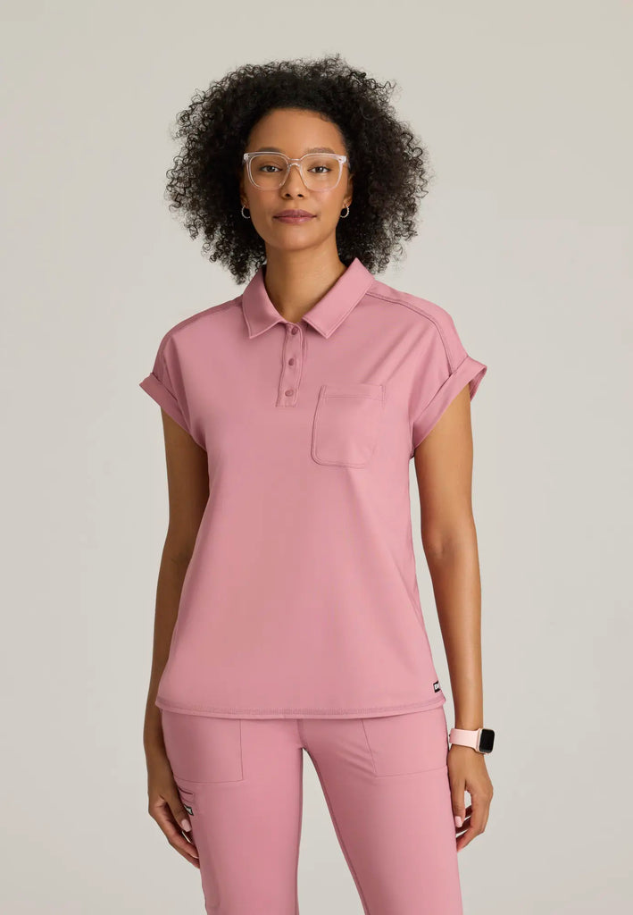 Barco Scrubs Women's Renew Knit Top Canyon Pink | scrub-supply.com