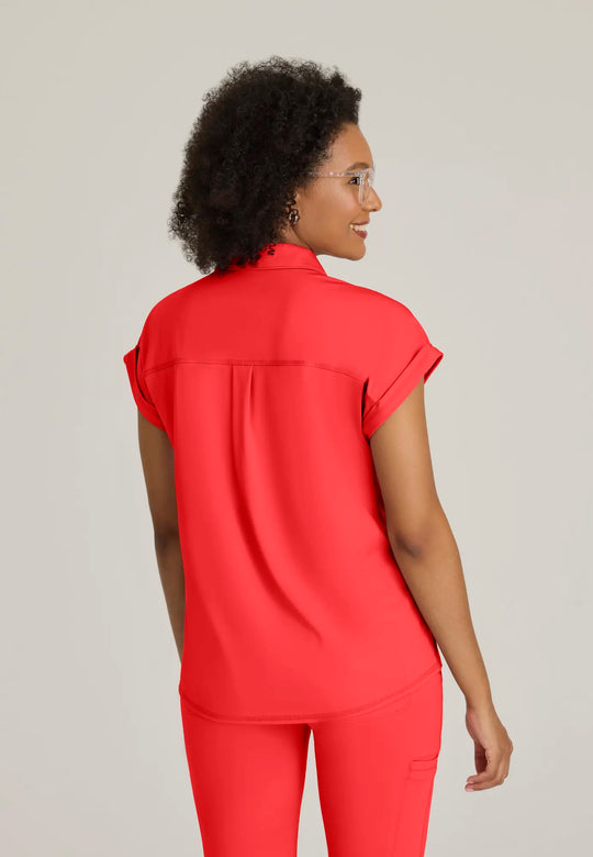 Grey's Anatomy by Barco Scrubs Women's Renew Knit Top Radiant Coral | scrub-supply.com