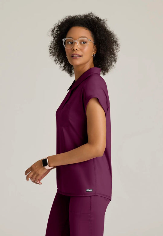 Grey's Anatomy by Barco Scrubs Women's Renew Knit Top Wine | scrub-supply.com