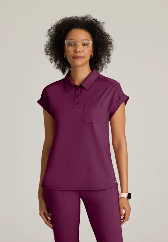 Grey's Anatomy by Barco Scrubs Women's Renew Knit Top Wine | scrub-supply.com
