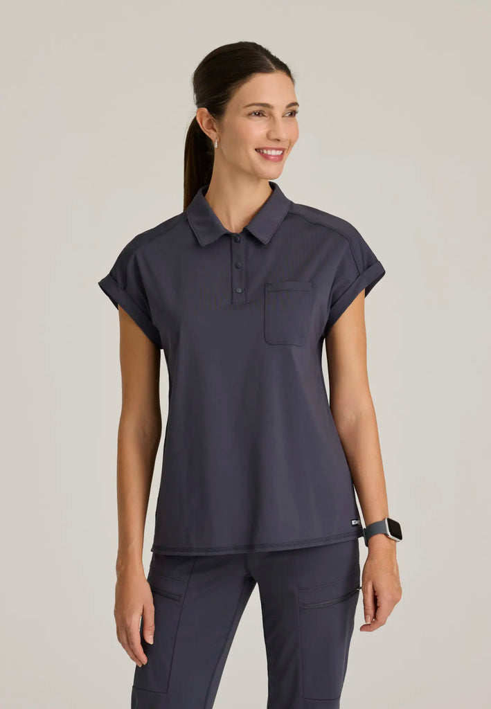 Barco Scrubs Women's Renew Knit Top Steel | scrub-supply.com