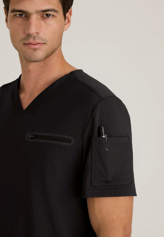 Grey's Anatomy by Barco Scrubs Men's Clarity Top Black | scrub-supply.com