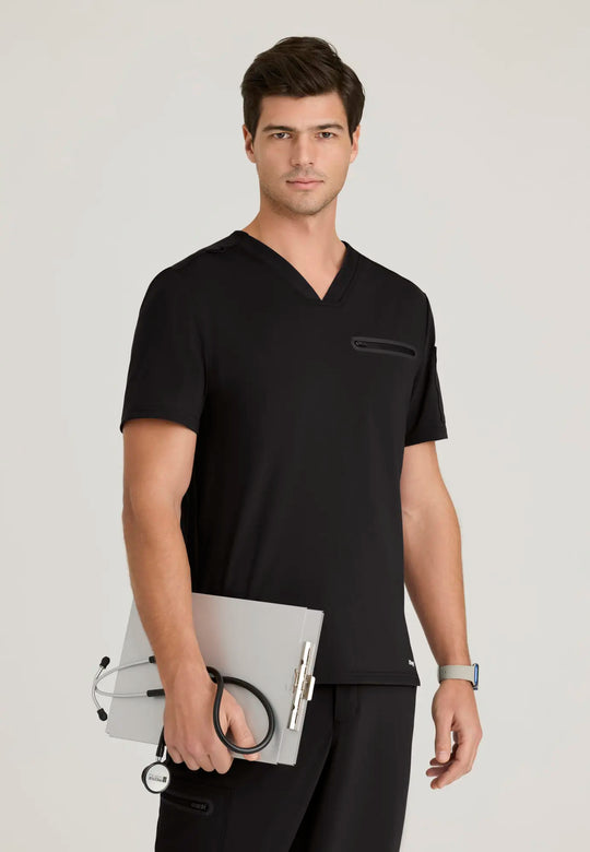 Grey's Anatomy by Barco Scrubs Men's Clarity Top Black | scrub-supply.com