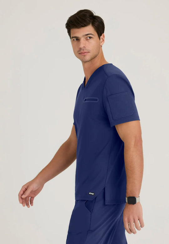 Grey's Anatomy by Barco Scrubs Men's Clarity Top Indigo | scrub-supply.com