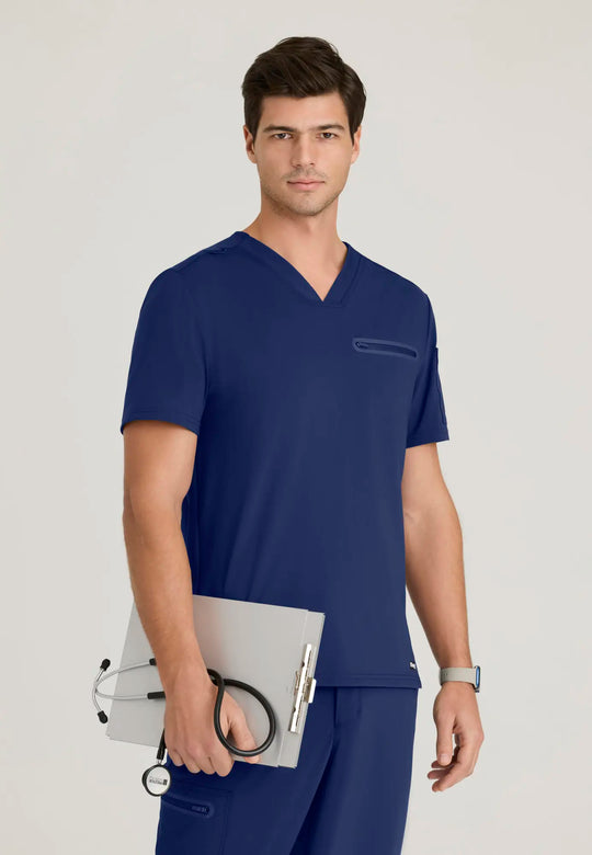 Grey's Anatomy by Barco Scrubs Men's Clarity Top Indigo | scrub-supply.com