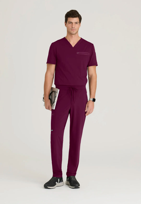 Grey's Anatomy by Barco Scrubs Men's Clarity Top Wine | scrub-supply.com
