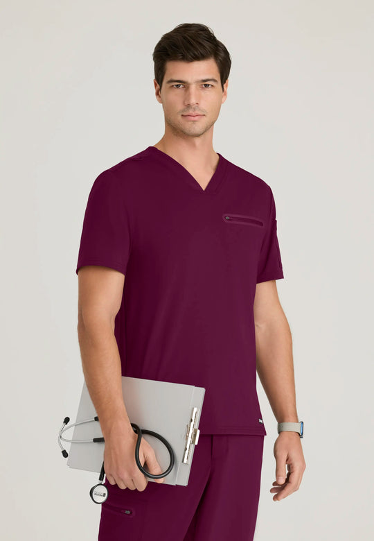 Grey's Anatomy by Barco Scrubs Men's Clarity Top Wine | scrub-supply.com