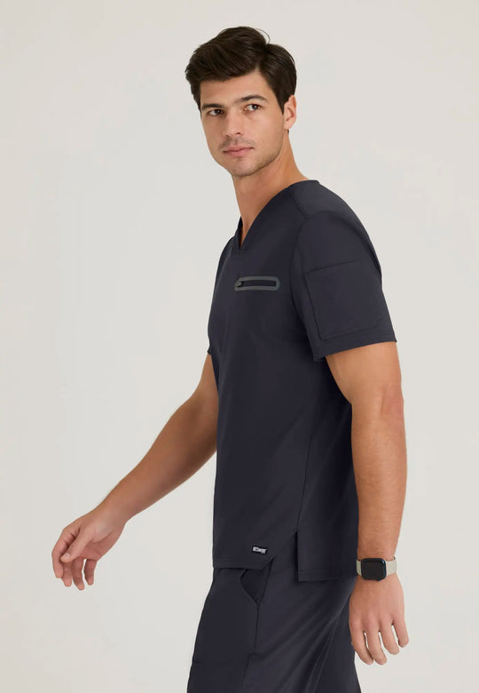 Grey's Anatomy by Barco Scrubs Men's Clarity Top Steel | scrub-supply.com