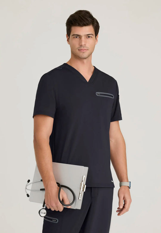 Grey's Anatomy by Barco Scrubs Men's Clarity Top Steel | scrub-supply.com