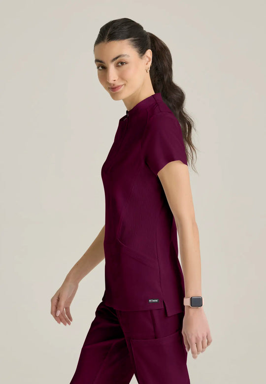 Grey's Anatomy by Barco Scrubs Women's Kristi Top Wine | scrub-supply.com
