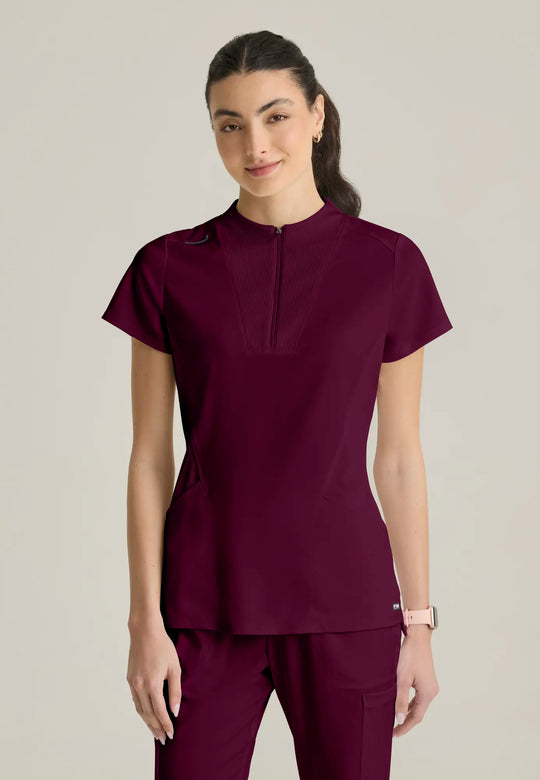Grey's Anatomy by Barco Scrubs Women's Kristi Top Wine | scrub-supply.com
