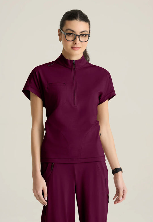 Grey's Anatomy by Barco Scrubs Women's Crystal Top Wine | scrub-supply.com