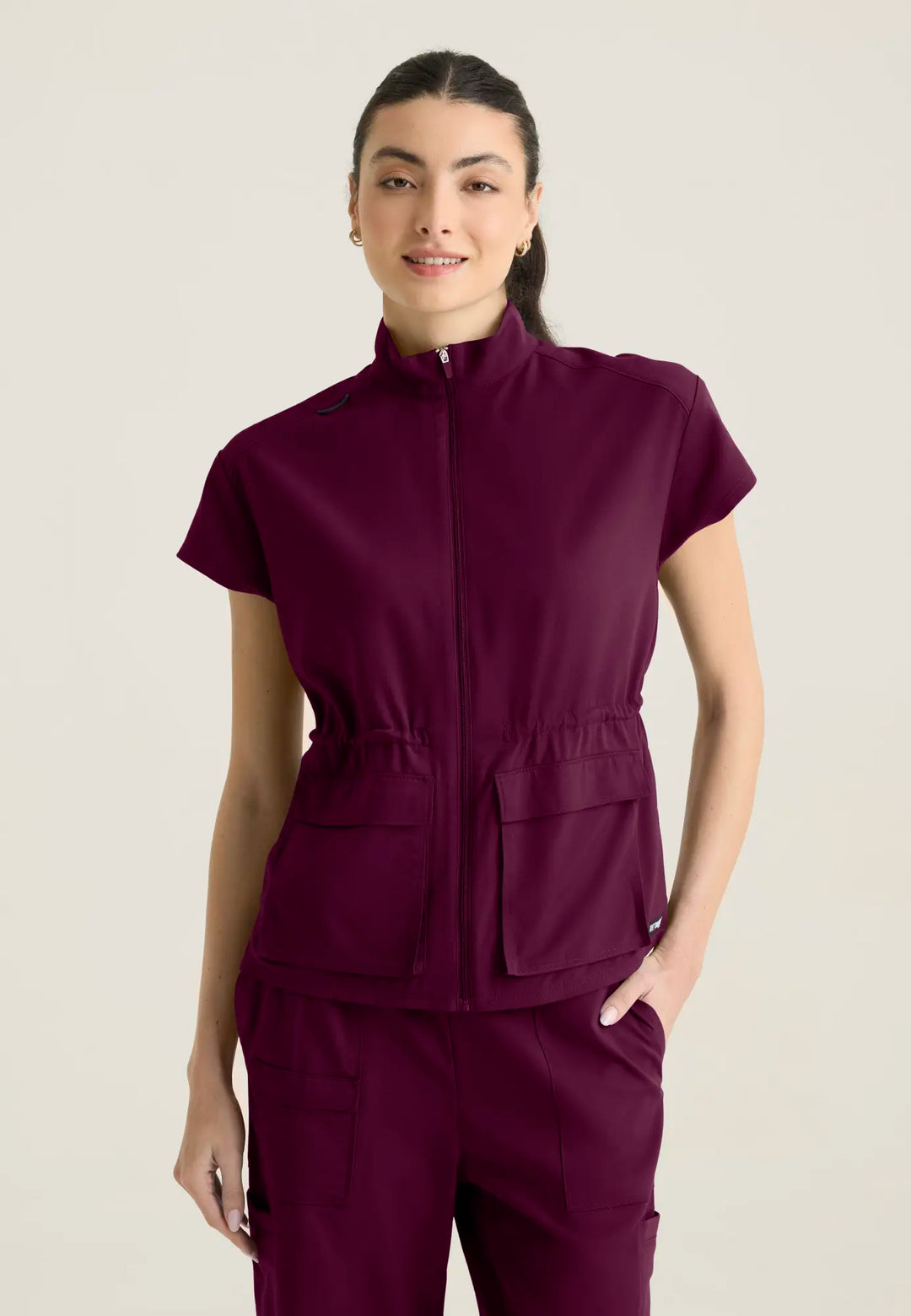 Grey's Anatomy by Barco Scrubs Women's Nina Top Wine | scrub-supply.com