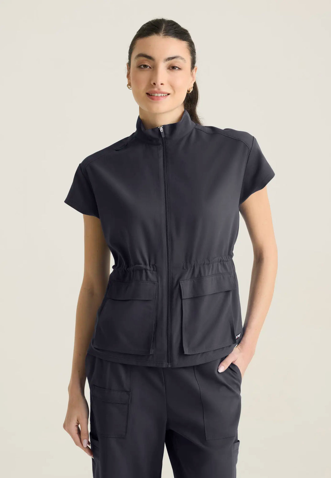 Grey's Anatomy by Barco Scrubs Women's Nina Top Steel | scrub-supply.com