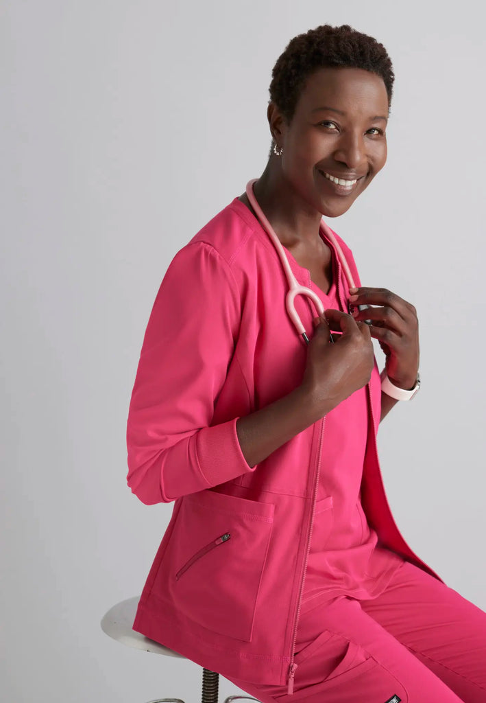 Barco Scrubs Women's Millie Jacket Vibrance Pink | scrub-supply.com