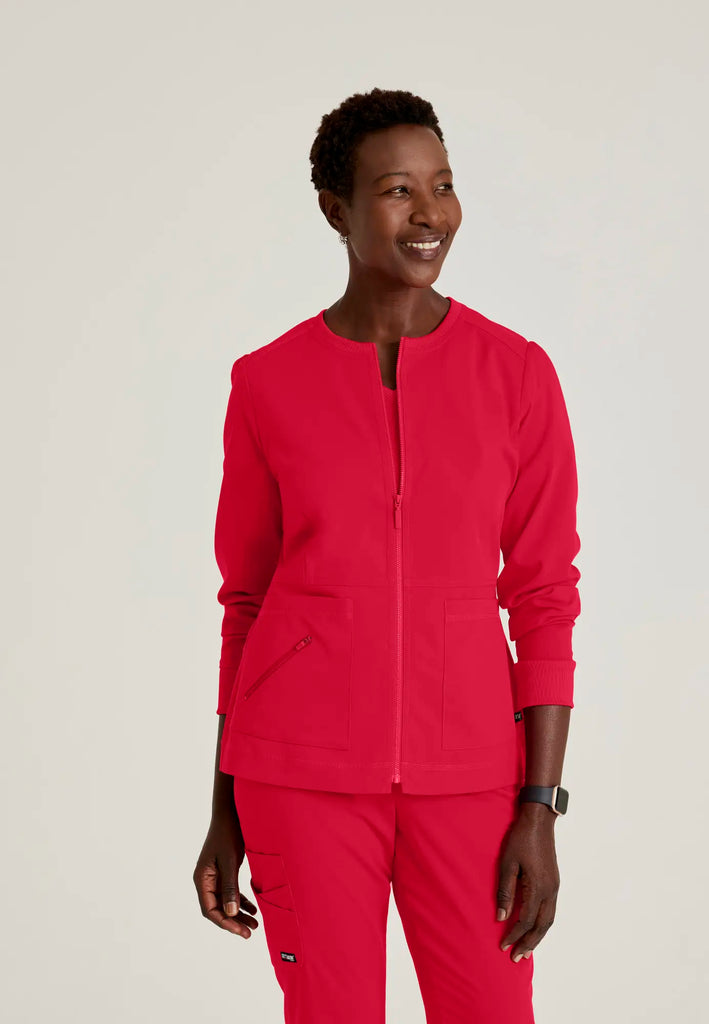 Barco Scrubs Women's Millie Jacket Scarlet Red | scrub-supply.com