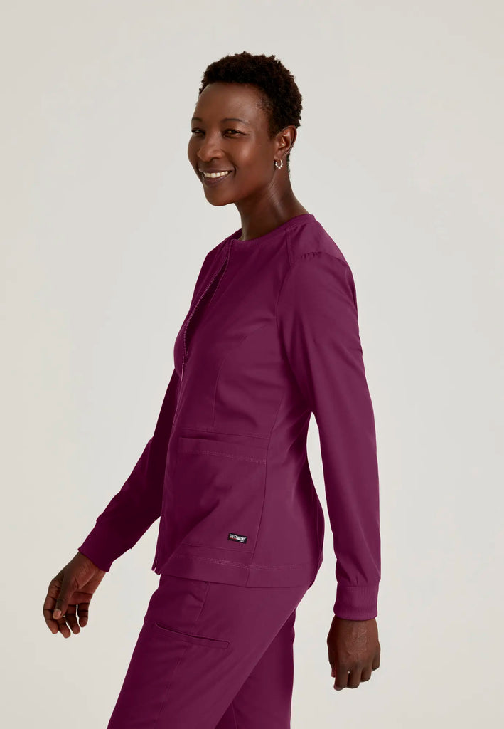 Barco Scrubs Women's Millie Jacket Wine | scrub-supply.com