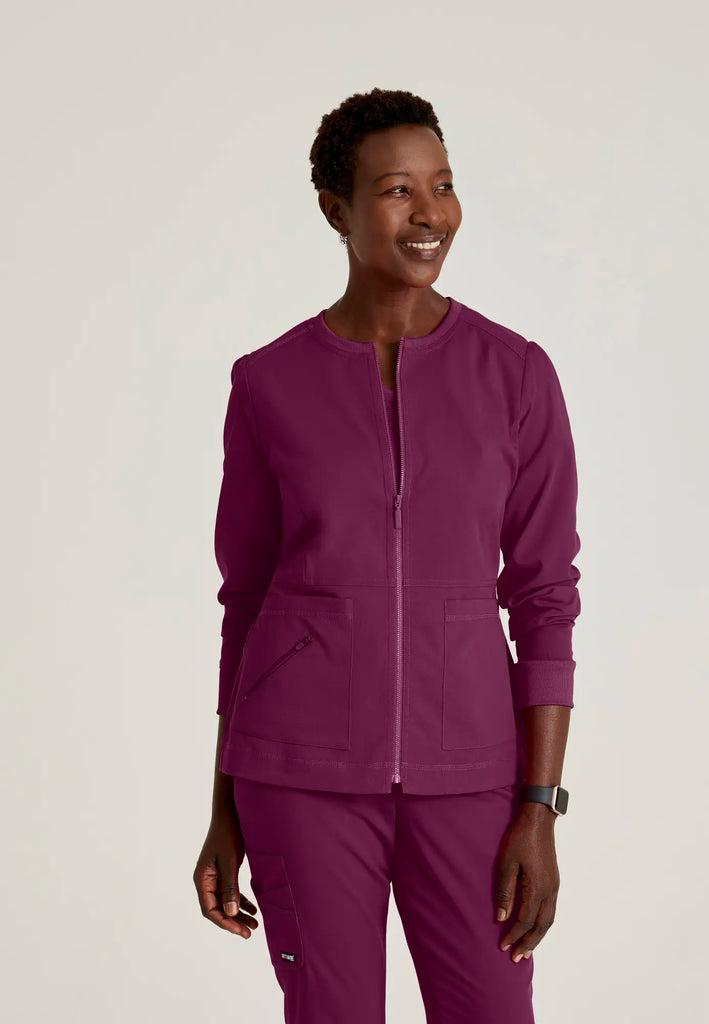 Barco Scrubs Women's Millie Jacket Wine | scrub-supply.com