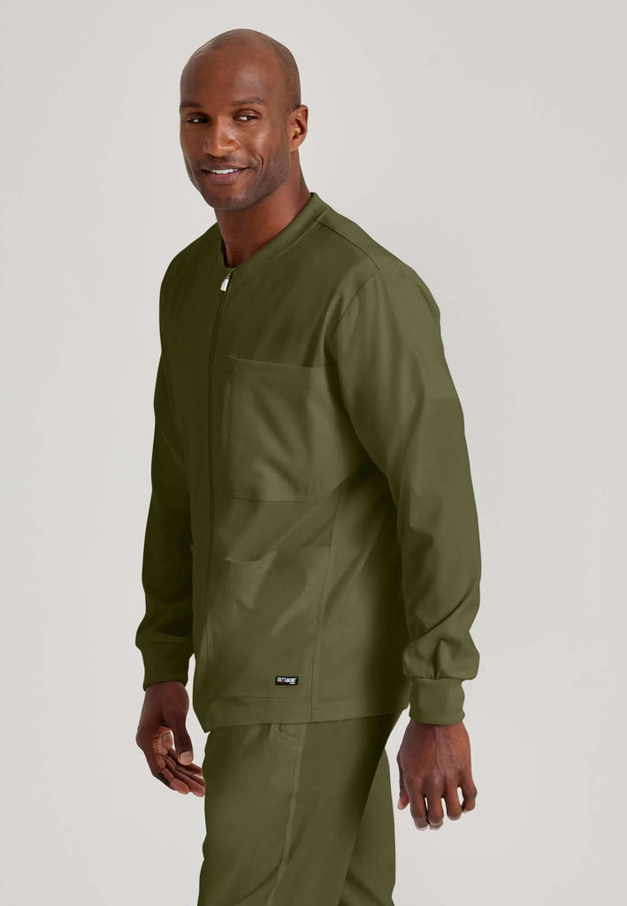 Barco Scrubs Men's React Warmup Olive | scrub-supply.com