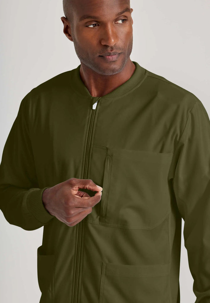 Barco Scrubs Men's React Warmup Olive | scrub-supply.com