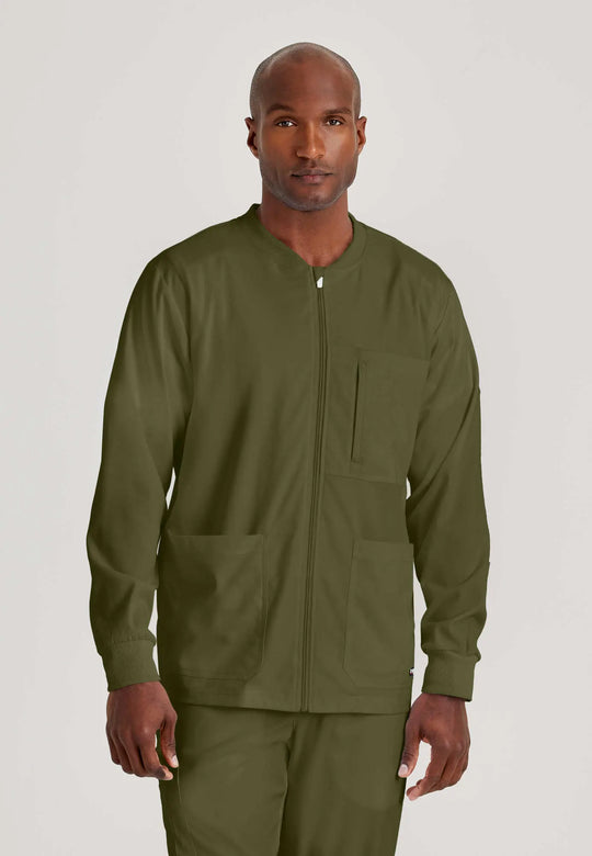 Barco Scrubs Men's React Warmup Olive | scrub-supply.com