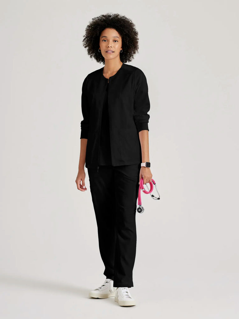 Barco Scrubs Women's Gianna Warmup Black | scrub-supply.com