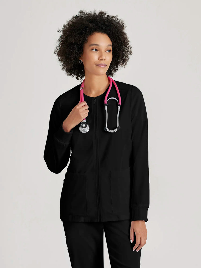 Barco Scrubs Women's Gianna Warmup Black | scrub-supply.com