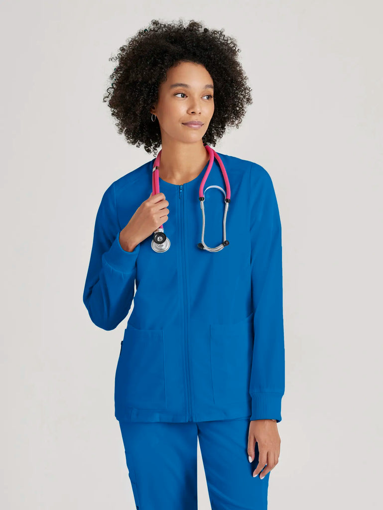 Barco Scrubs Women's Gianna Warmup New Royal | scrub-supply.com