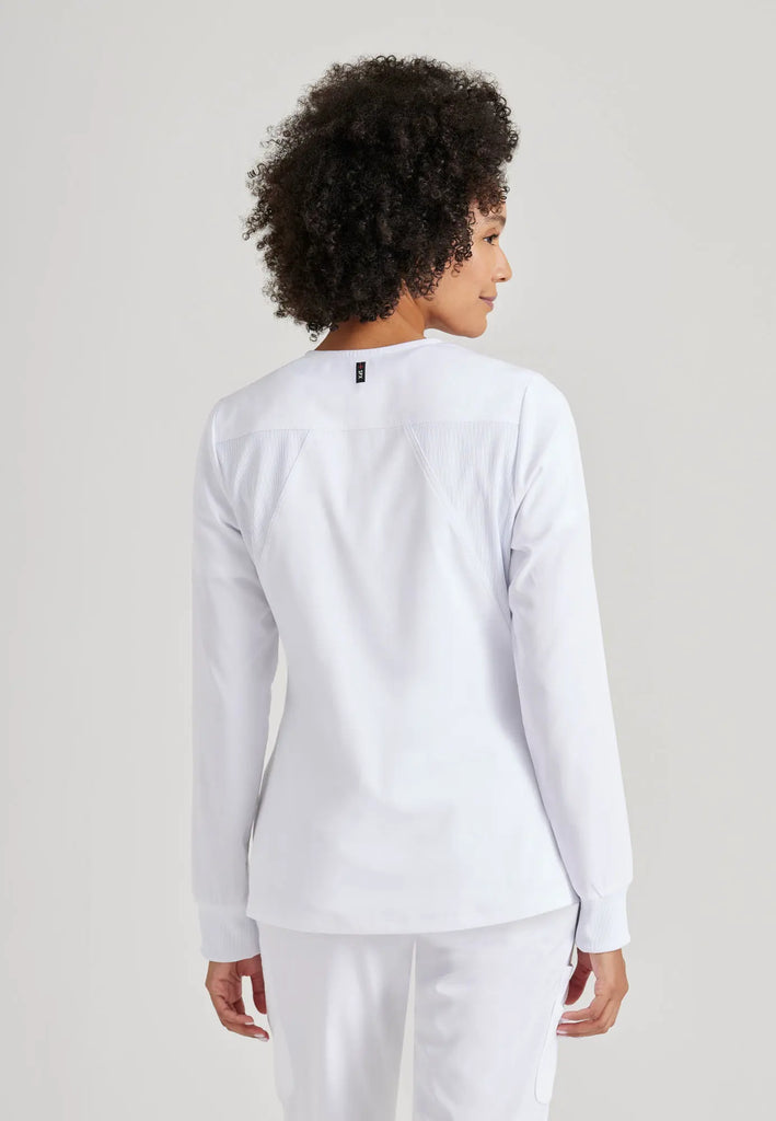 Barco Scrubs Women's Gianna Warmup White | scrub-supply.com