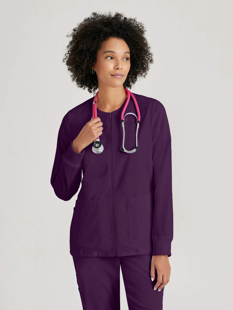 Barco Scrubs Women's Gianna Warmup Eggplant | scrub-supply.com