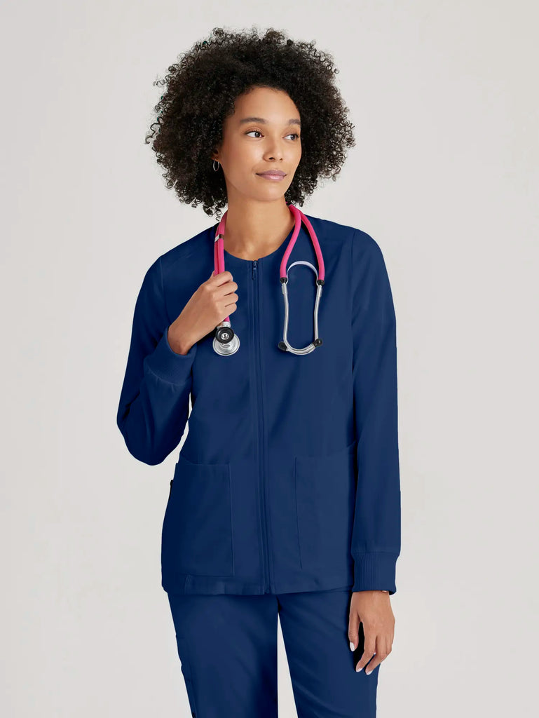 Barco Scrubs Women's Gianna Warmup Indigo | scrub-supply.com