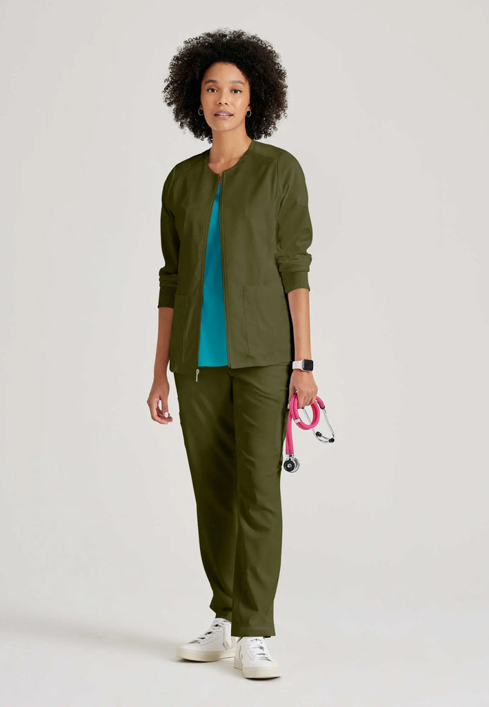 Barco Scrubs Women's Gianna Warmup Olive | scrub-supply.com