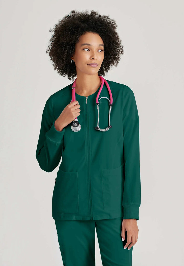 Barco Scrubs Women's Gianna Warmup Hunter Green | scrub-supply.com