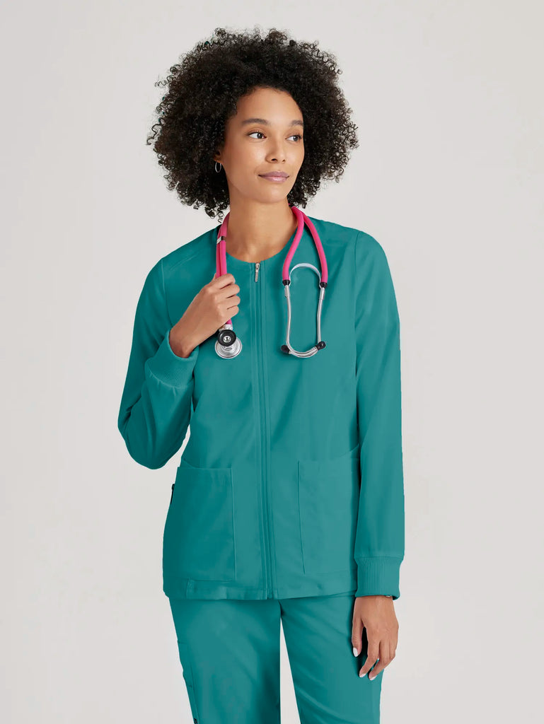 Barco Scrubs Women's Gianna Warmup Teal | scrub-supply.com