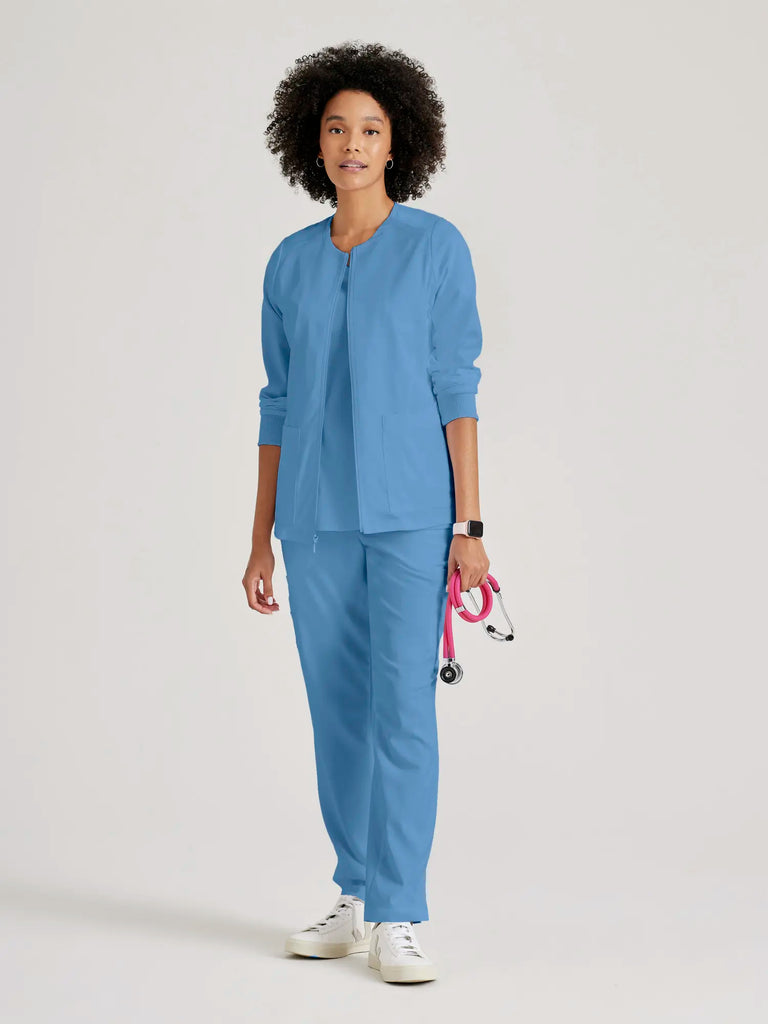 Barco Scrubs Women's Gianna Warmup Ceil Blue | scrub-supply.com