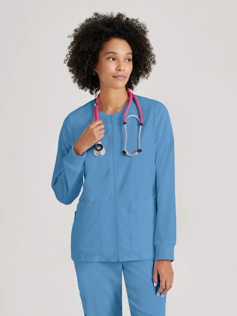 Barco Scrubs Women's Gianna Warmup Ceil Blue | scrub-supply.com