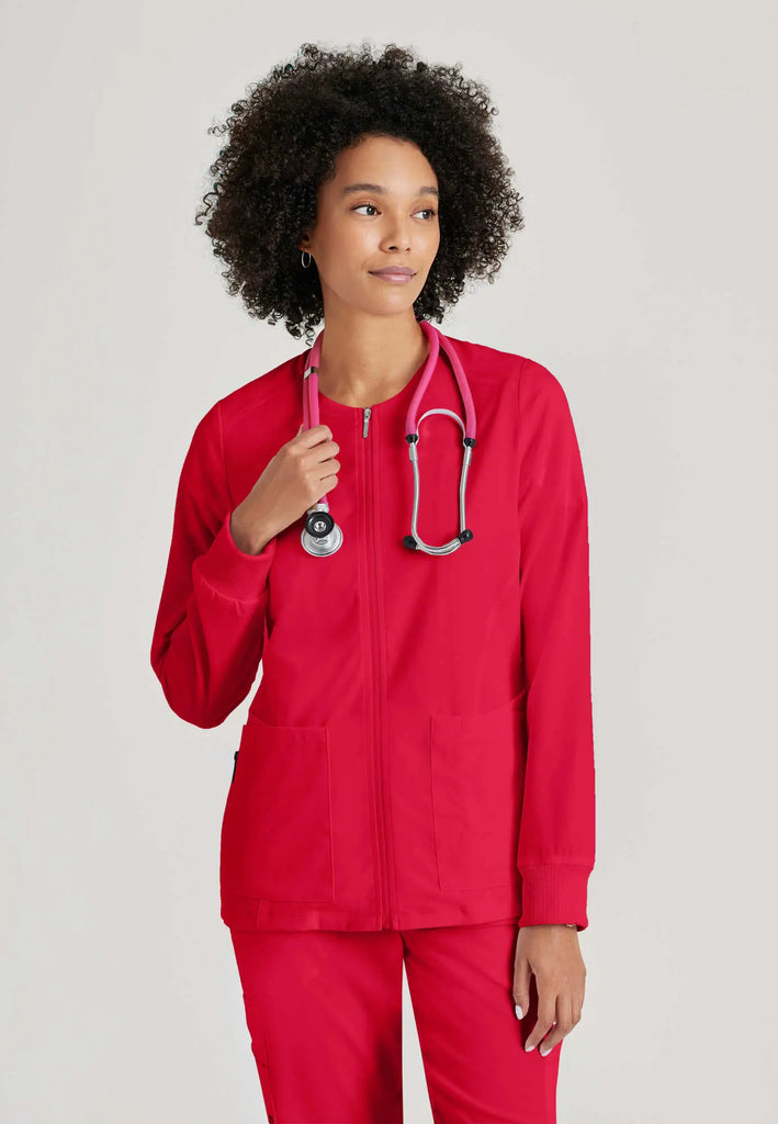 Barco Scrubs Women's Gianna Warmup Scarlet Red | scrub-supply.com