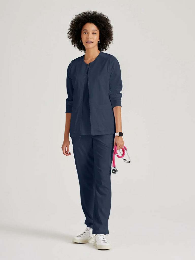 Barco Scrubs Women's Gianna Warmup Steel | scrub-supply.com