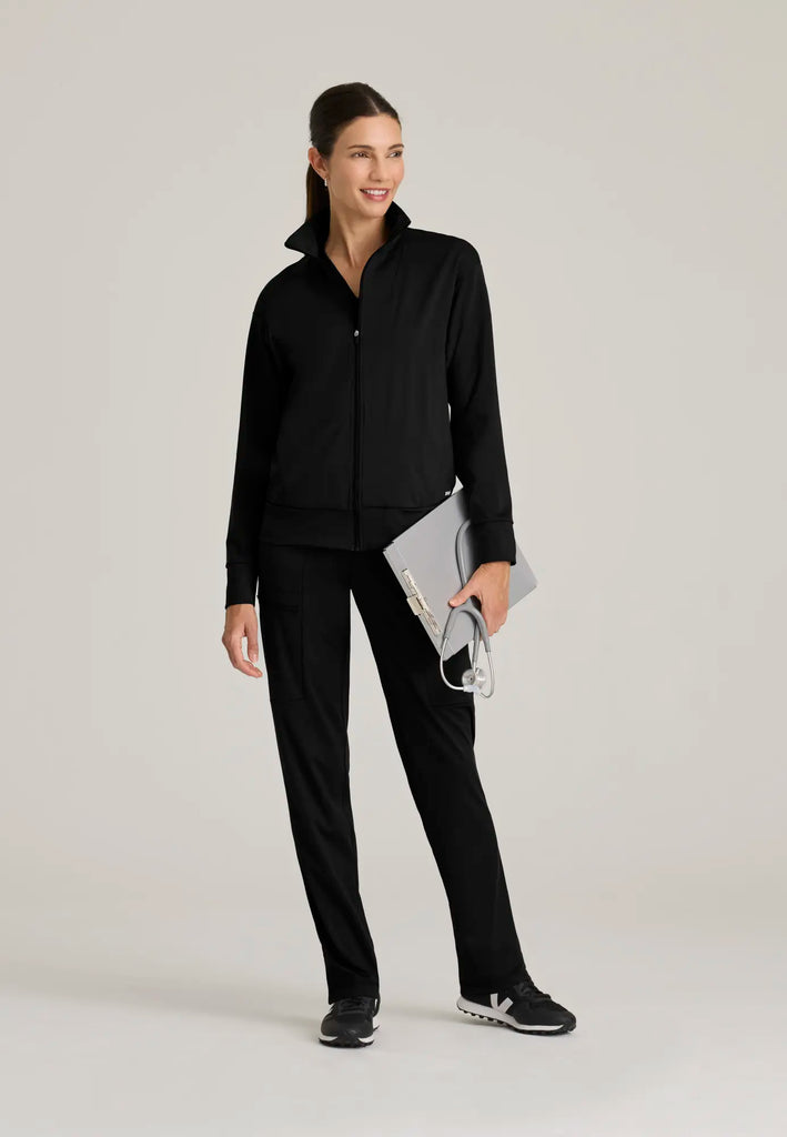 Barco Scrubs Women's Ease Warm-Up Jacket Black | scrub-supply.com