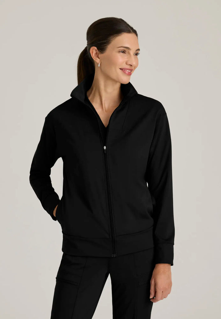 Barco Scrubs Women's Ease Warm-Up Jacket Black | scrub-supply.com