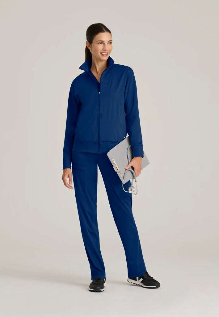 Barco Scrubs Women's Ease Warm-Up Jacket Indigo | scrub-supply.com